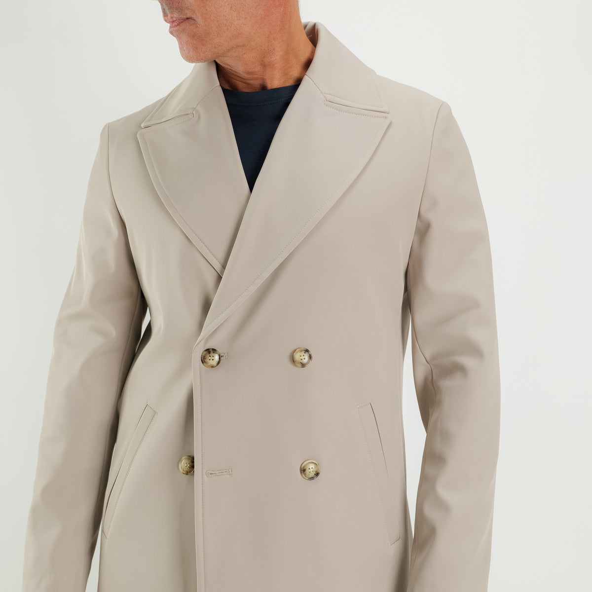Cappotto Trench Doppiopetto Tecnico - Beige