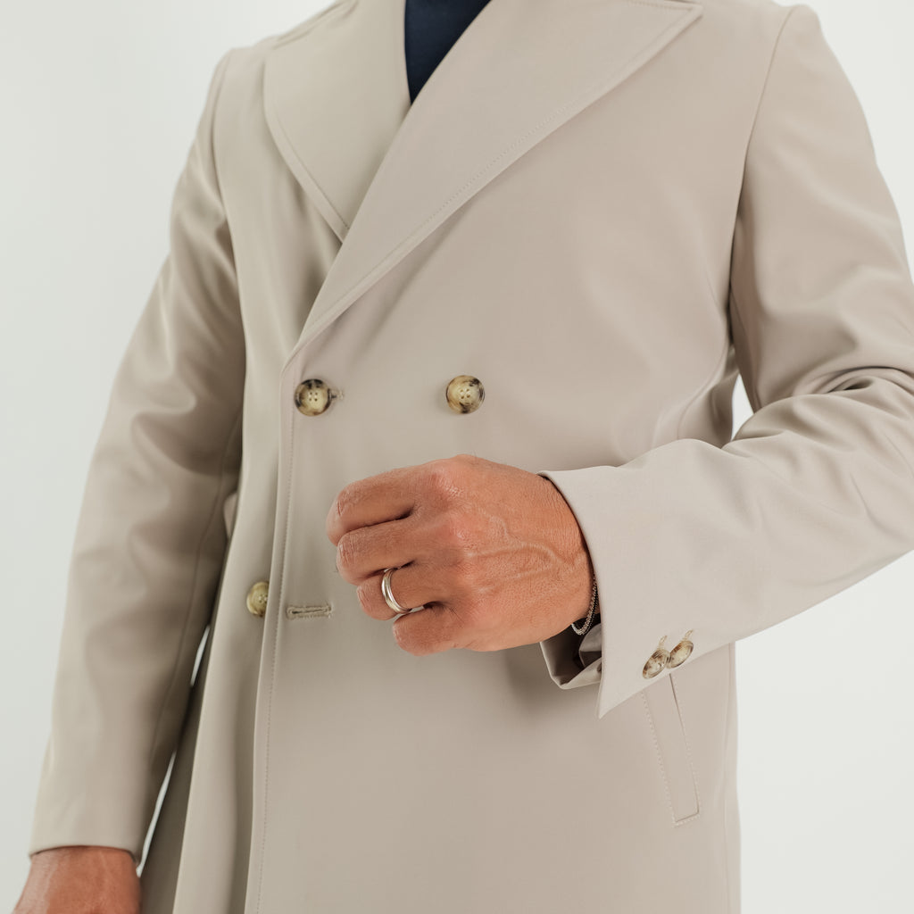 Cappotto Trench Doppiopetto Tecnico - Beige