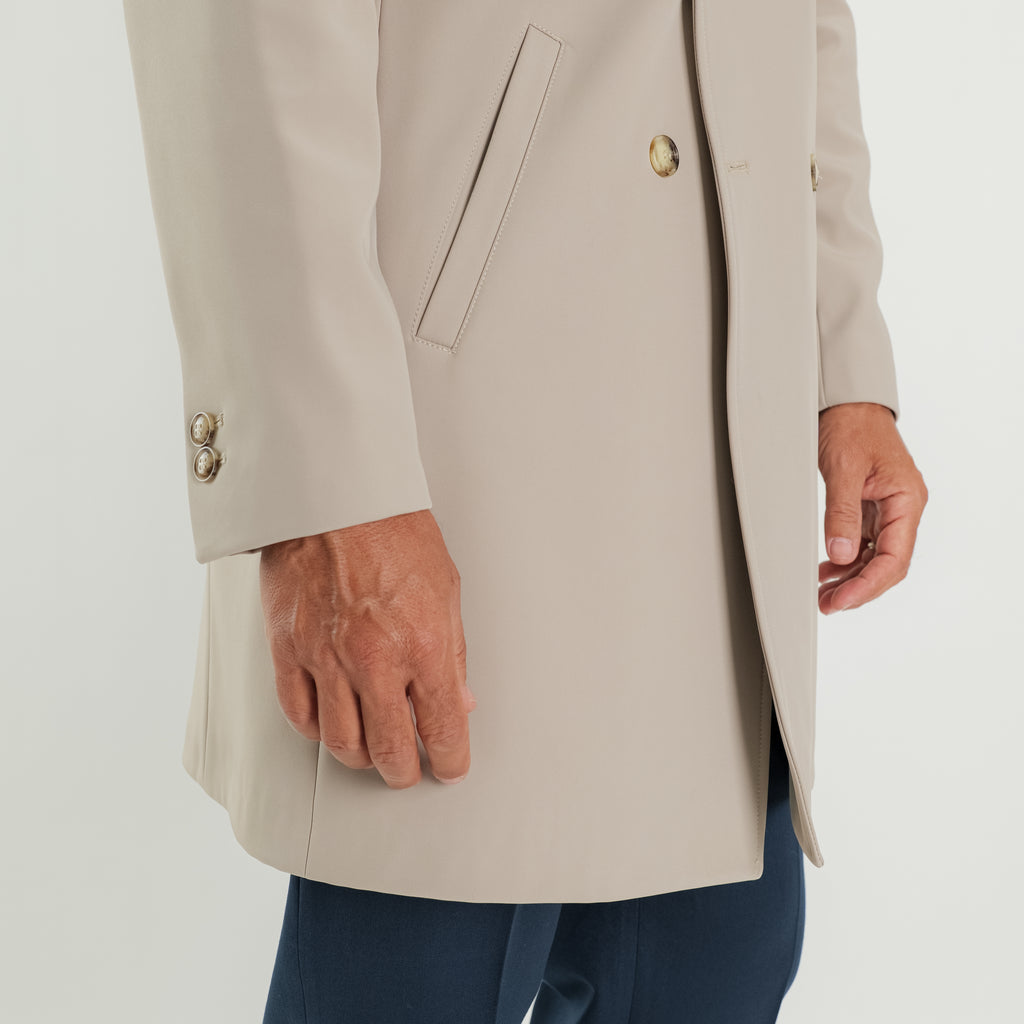 Cappotto Trench Doppiopetto Tecnico - Beige
