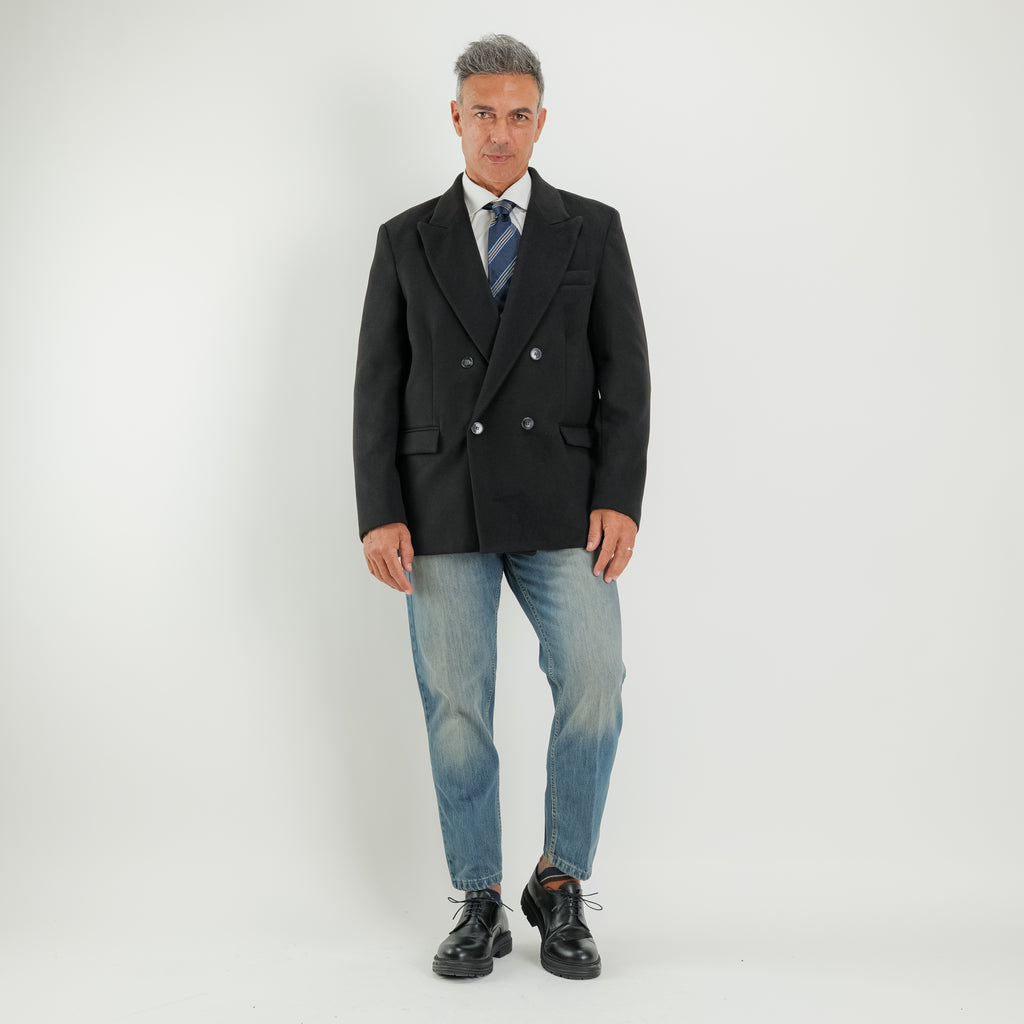 Cappotto corto doppiopetto oversize  - Nero