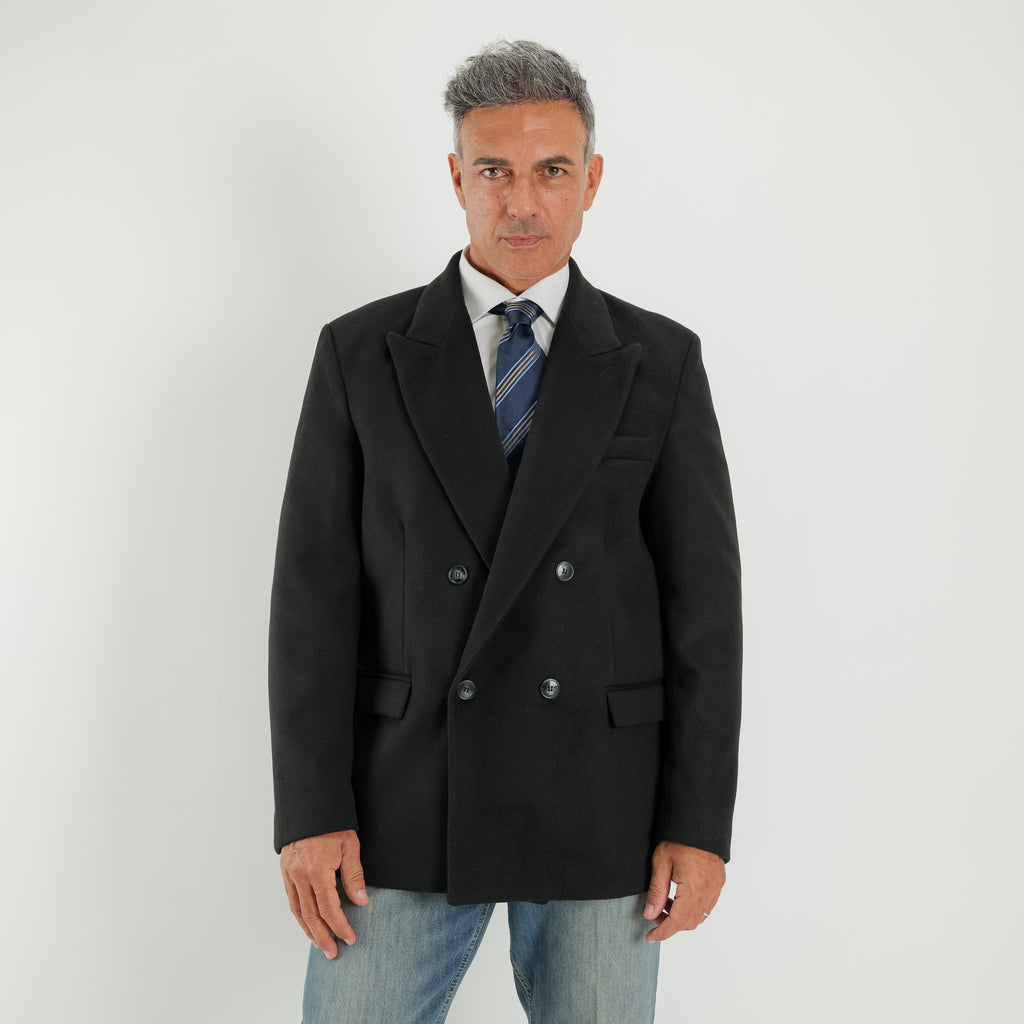 Cappotto corto doppiopetto oversize  - Nero