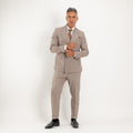 Abito doppio petto con pantalone con fibbia laterale - Fango