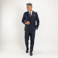 Abito doppio petto con pantalone con fibbia laterale - Blu