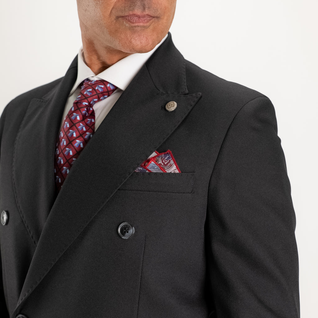 Abito doppio petto con pantalone con fibbia laterale - Nero
