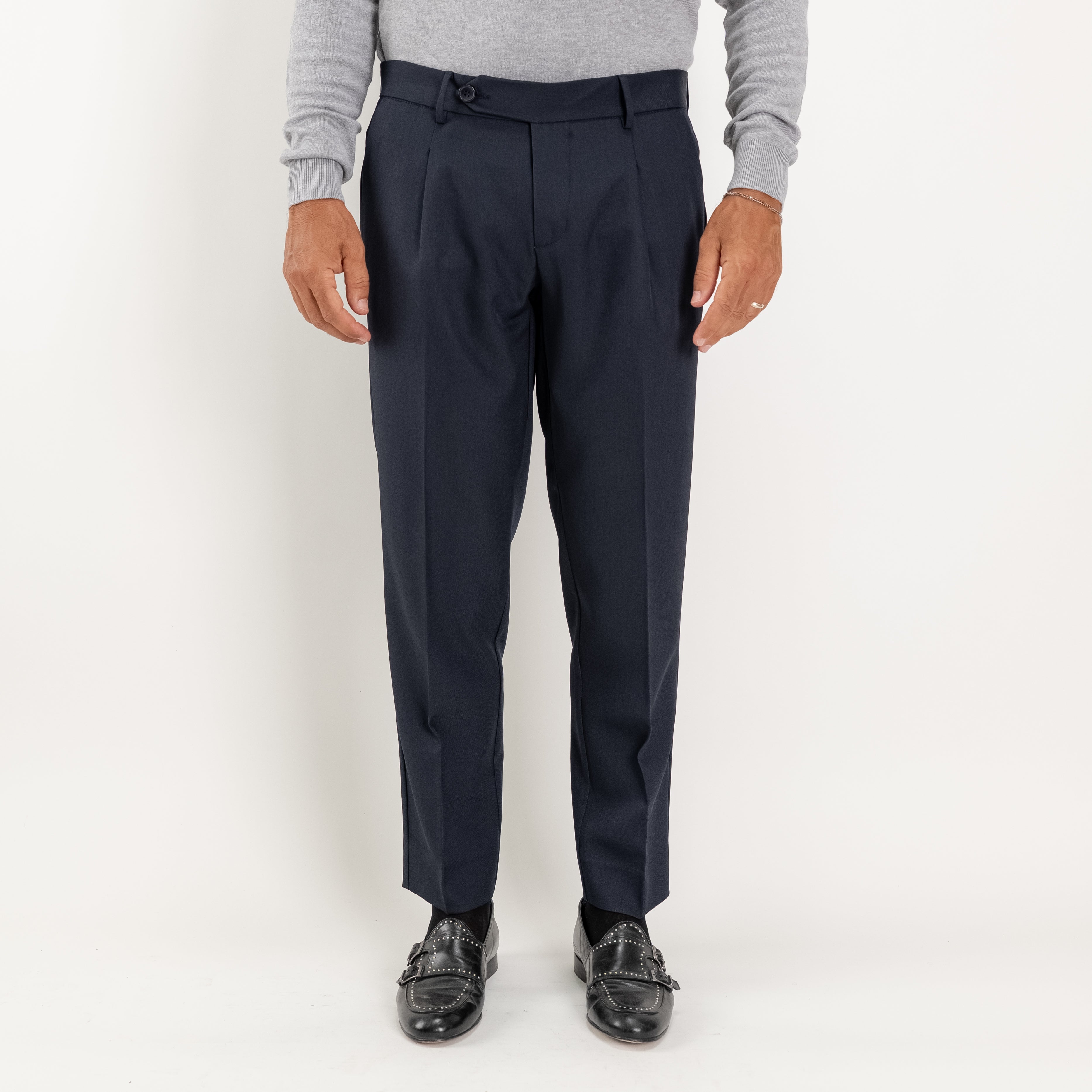 Pantalone slim fit con Pinces - Blu
