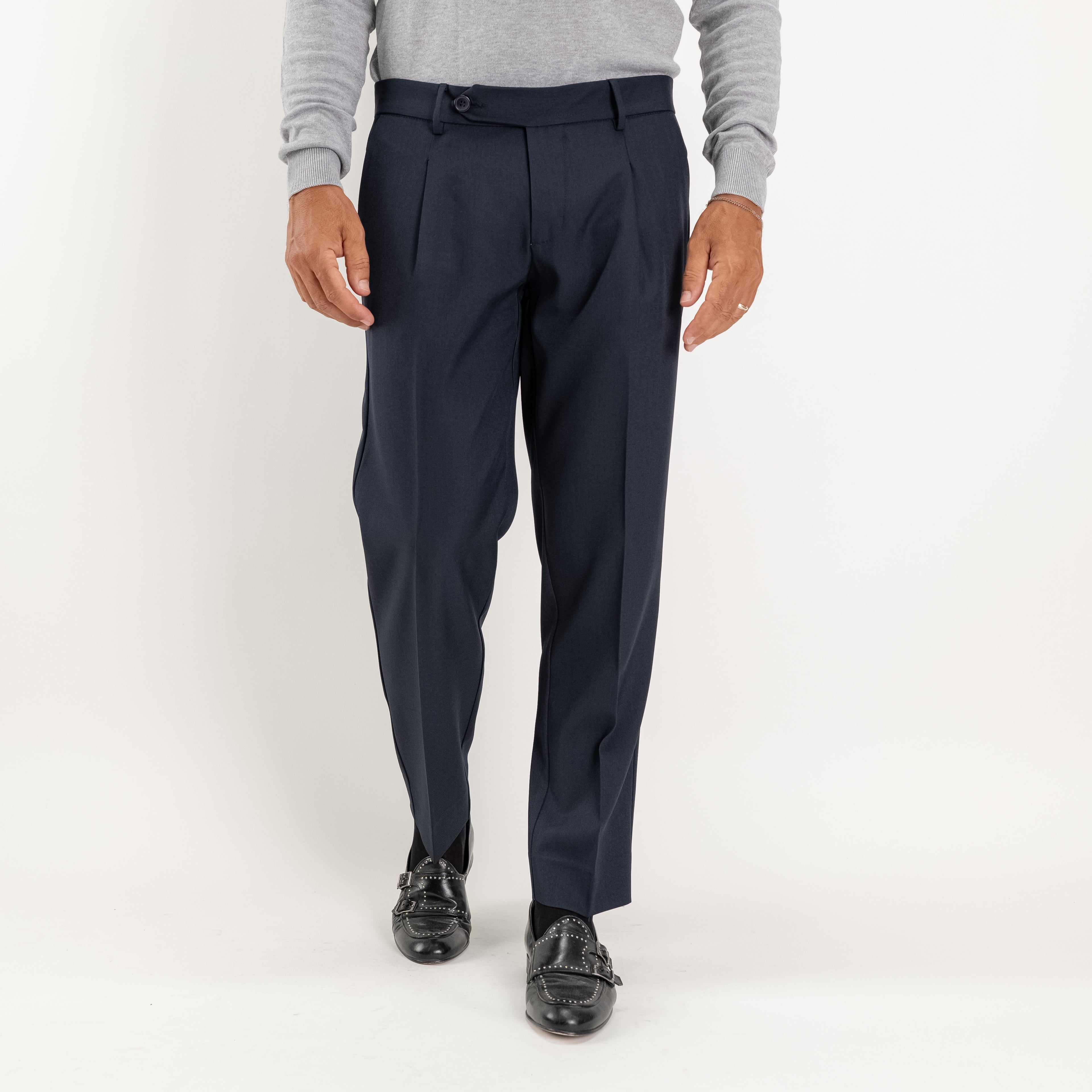 Pantalone slim fit con Pinces - Blu