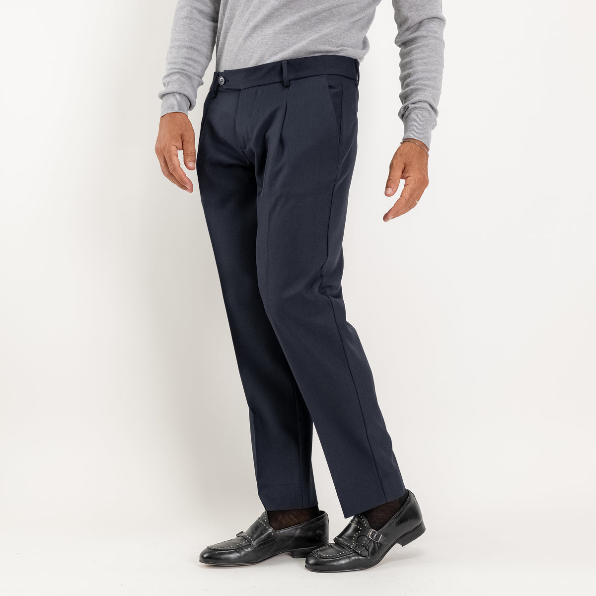 Pantalone slim fit con Pinces - Blu