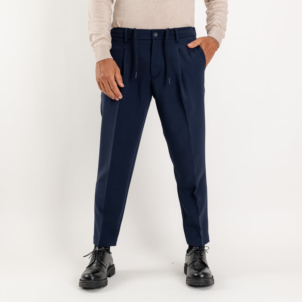 Pantalaccio sartoriale con pinces e molla sul retro - Blu