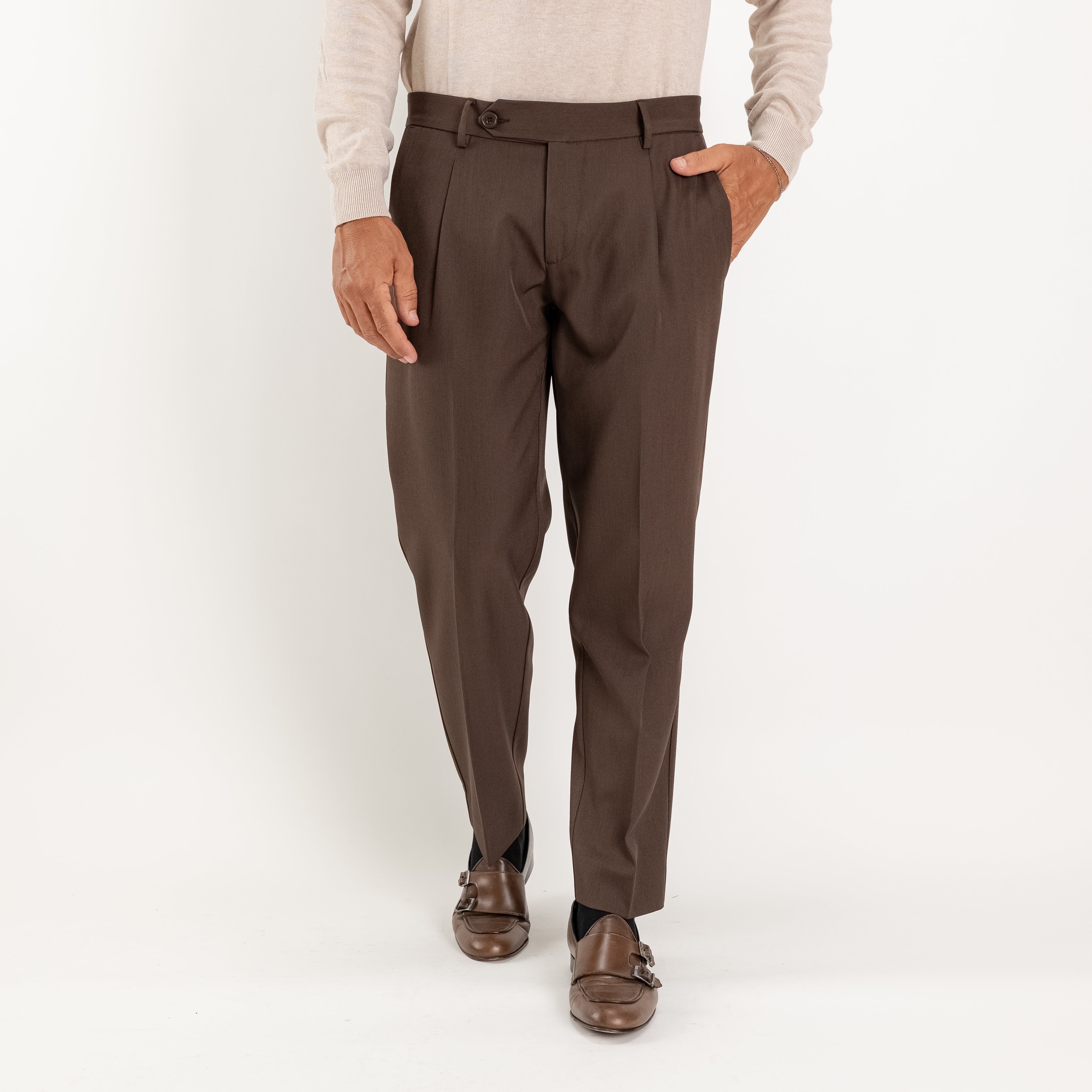 Pantalone slim fit con Pinces - Moro