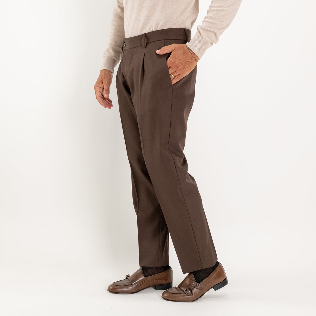 Pantalone slim fit con Pinces - Moro