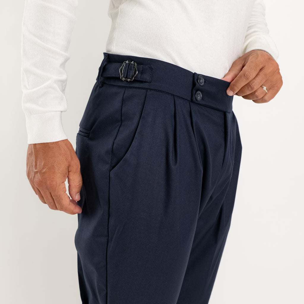 Pantalone con Fibbia laterale - Blu