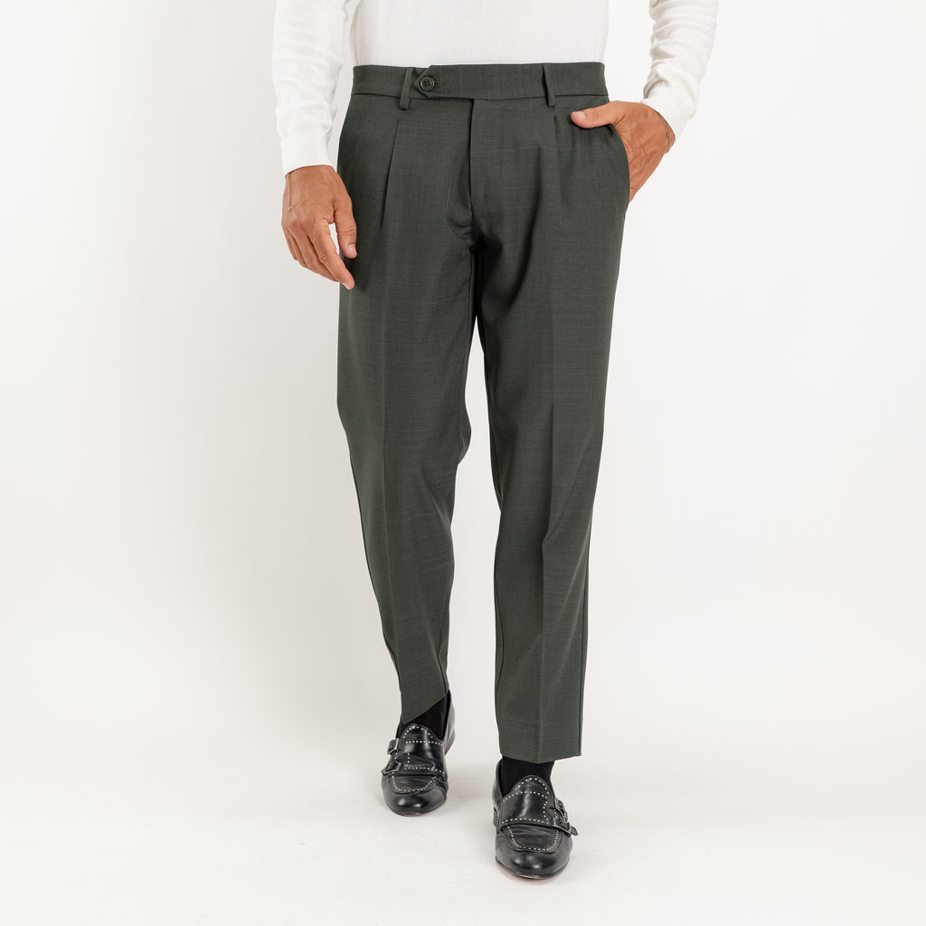 Pantalone slim fit con Pinces - Verde