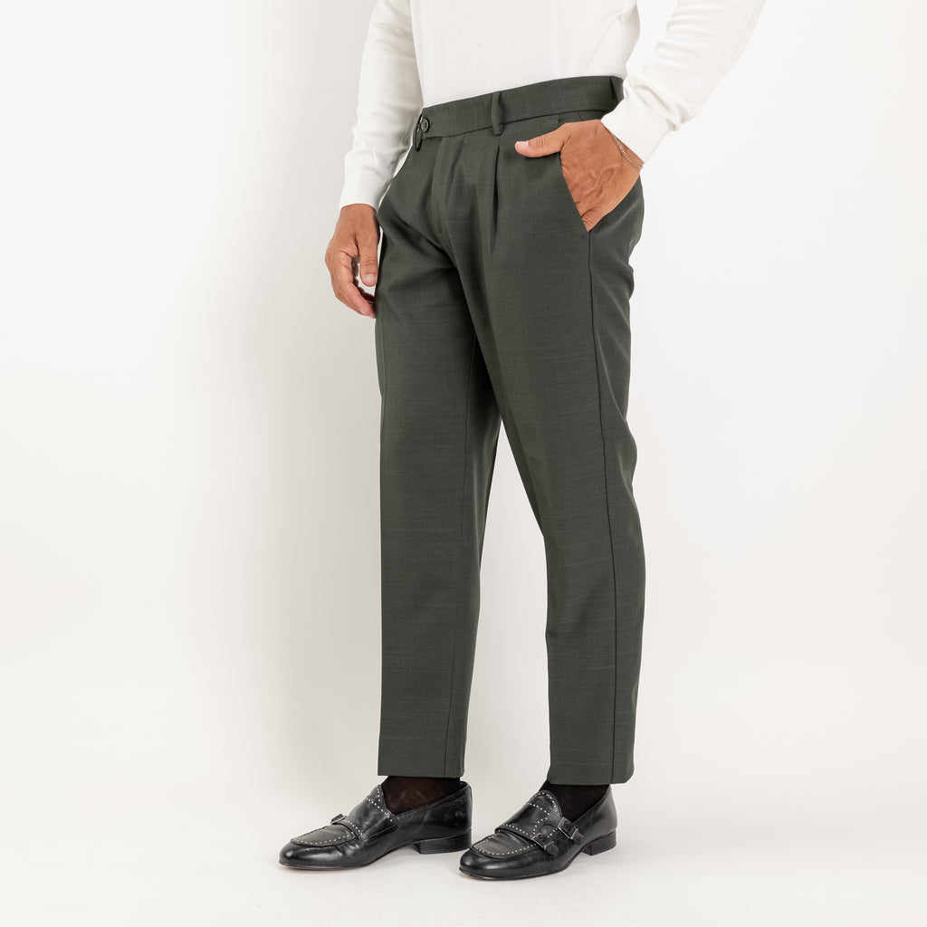 Pantalone slim fit con Pinces - Verde