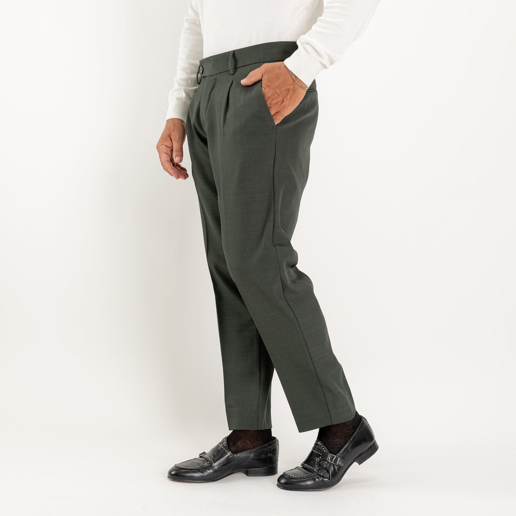 Pantalone slim fit con Pinces - Verde