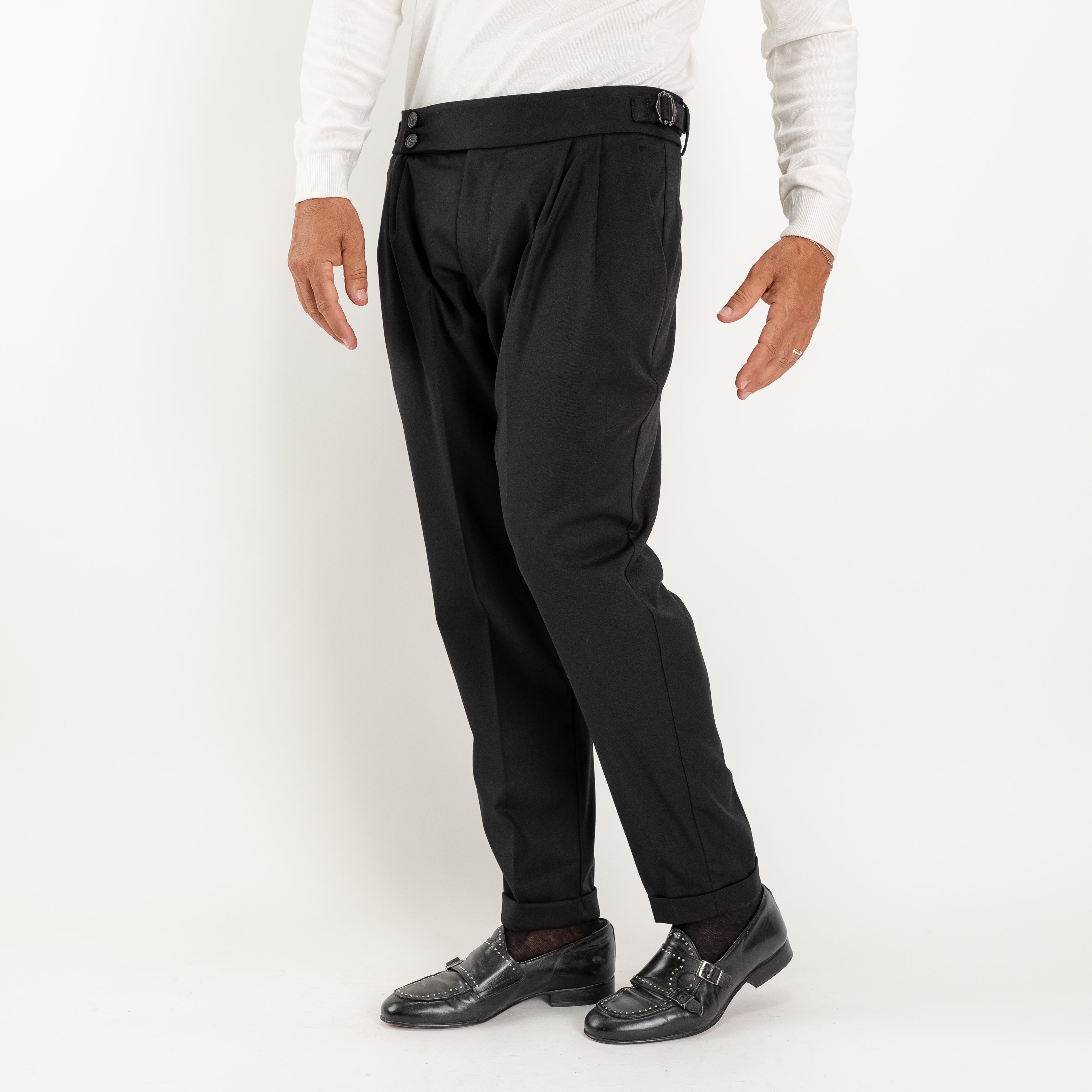 Pantalone con Fibbia laterale - Nero