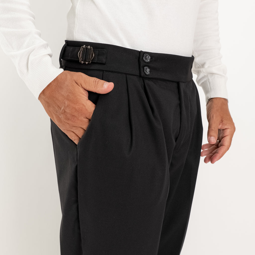 Pantalone con Fibbia laterale - Nero