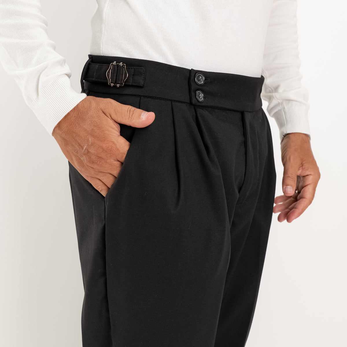 Pantalone con Fibbia laterale - Nero