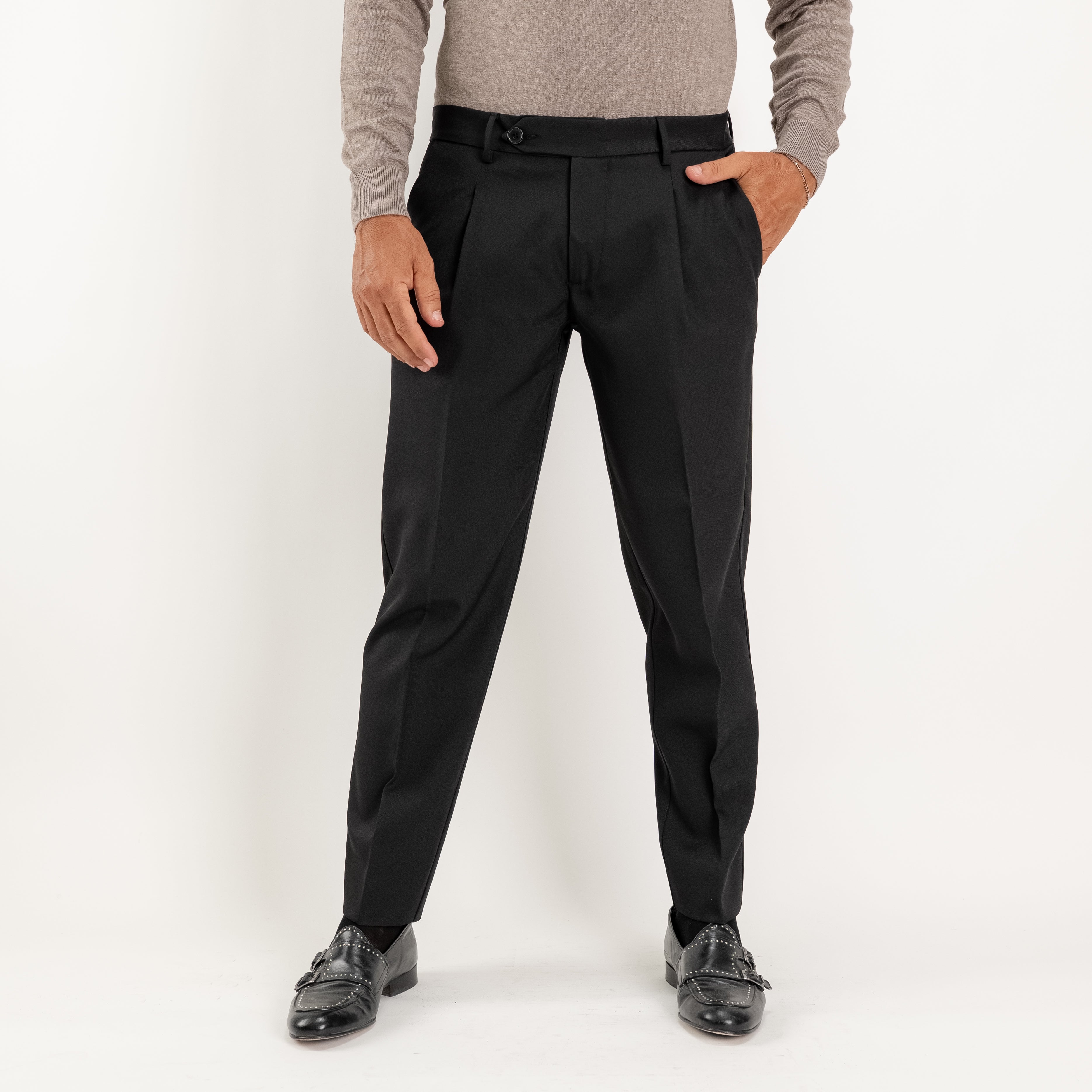 Pantalone slim fit con Pinces - Nero