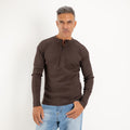 Ribbed Henley top - Brown