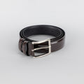 Ceinture en cuir véritable abrasé - Marron foncé