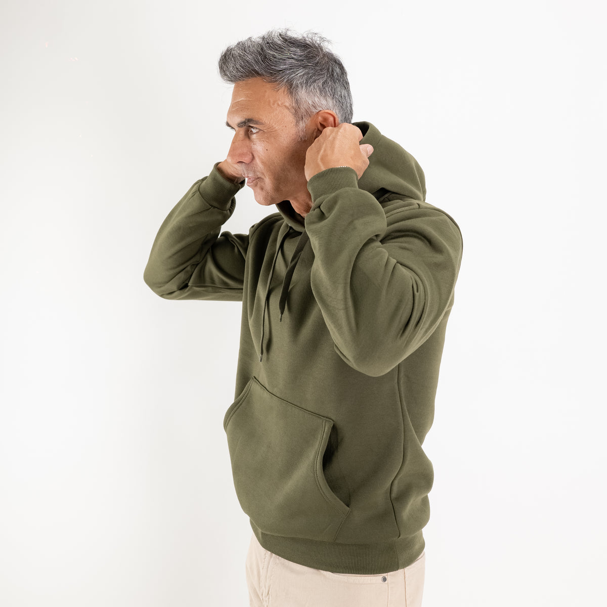 Hoodie met trekkoord - Militair groen