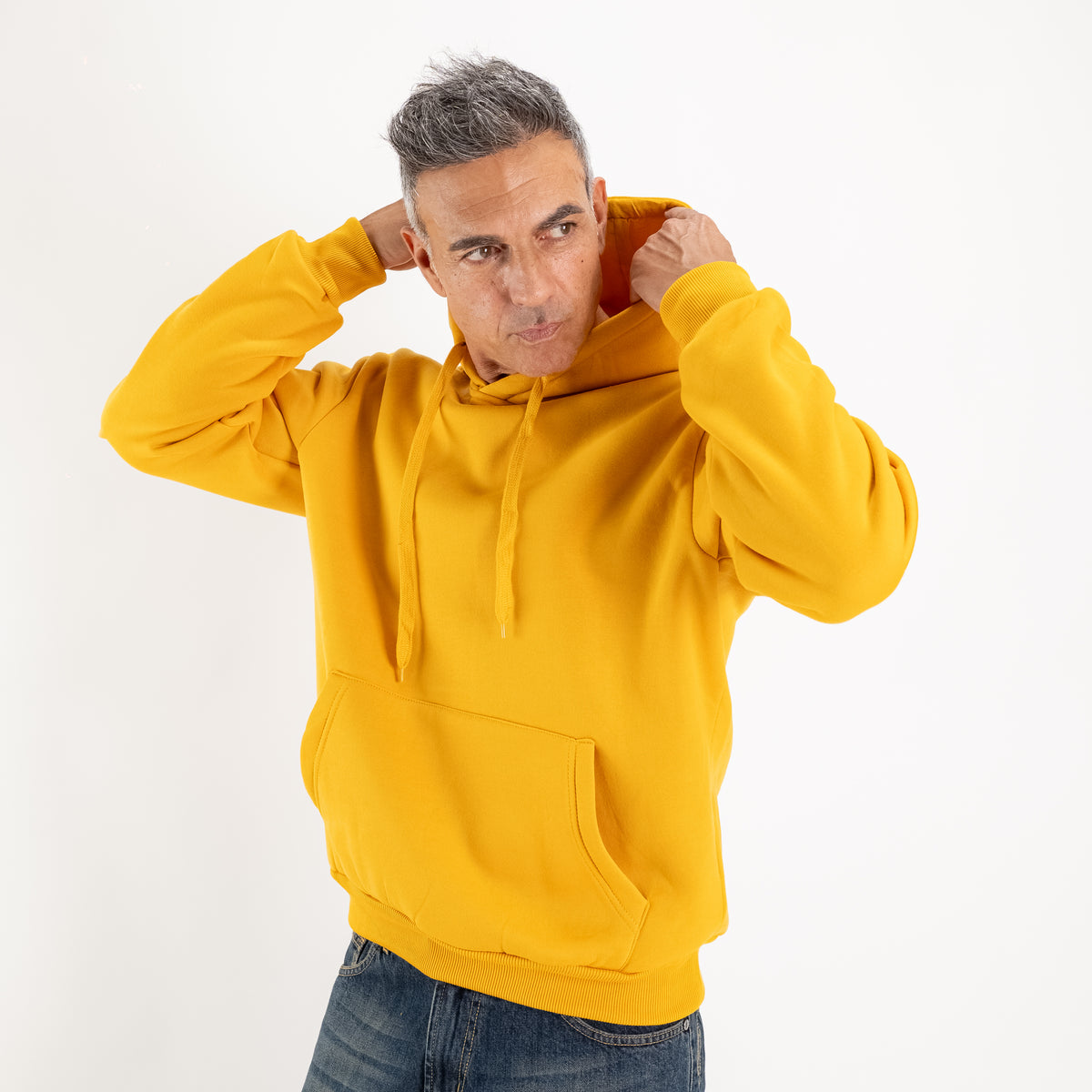 Hoodie met trekkoord - Geel