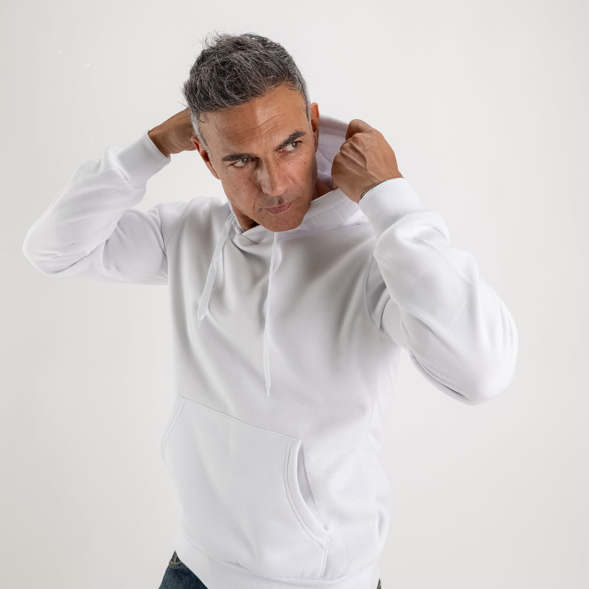 Hoodie met trekkoord - Wit