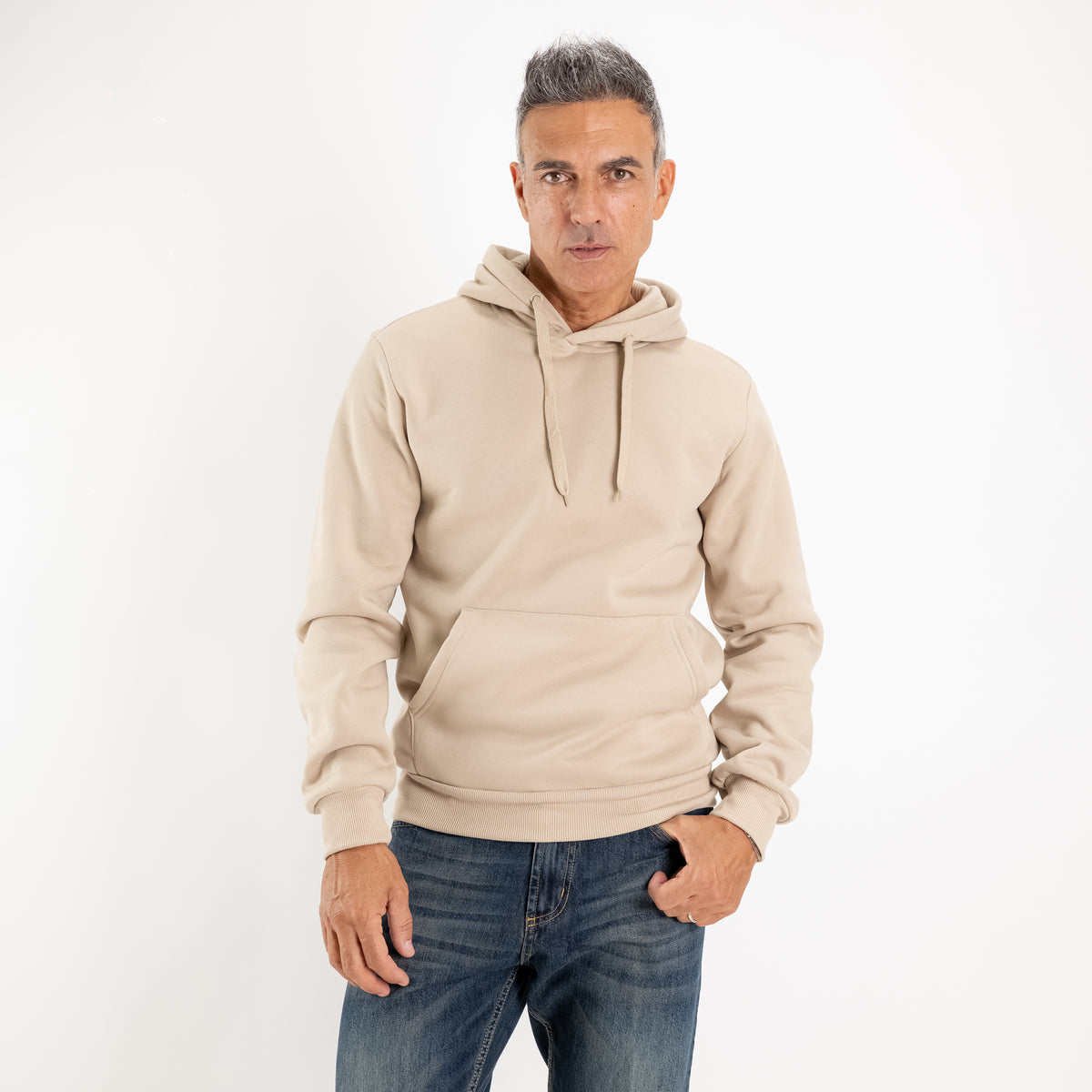 Sudadera con capucha y cordones - Beige