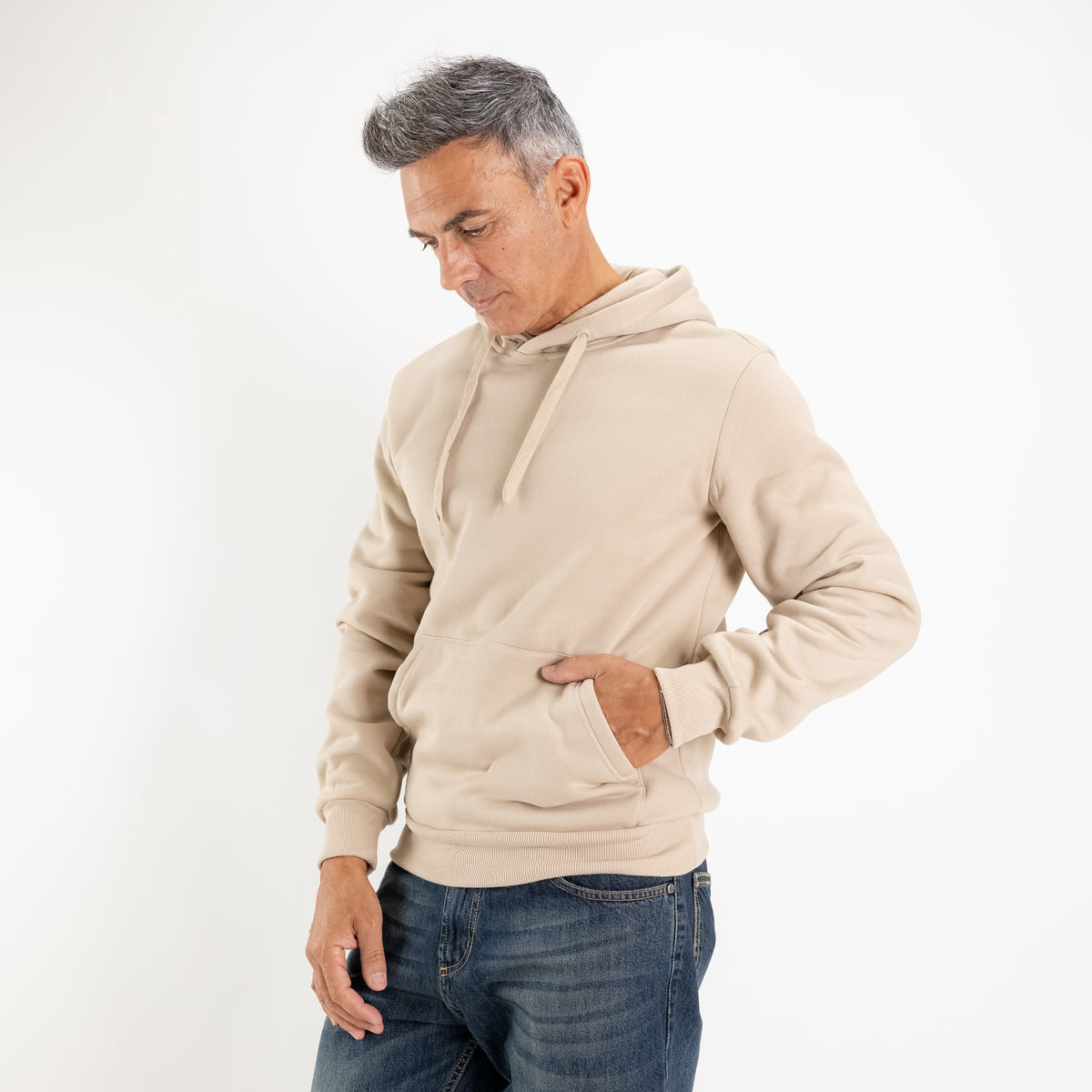 Sudadera con capucha y cordones - Beige