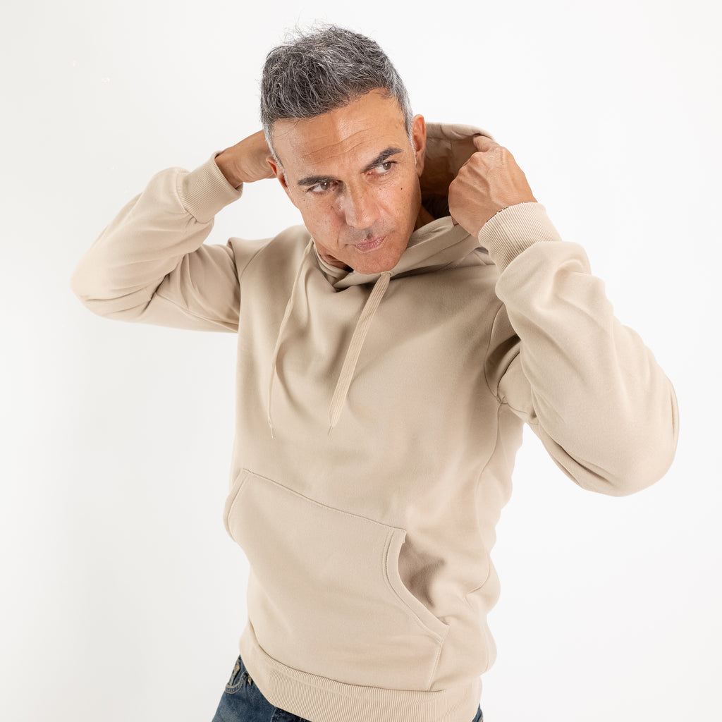 Sudadera con capucha y cordones - Beige