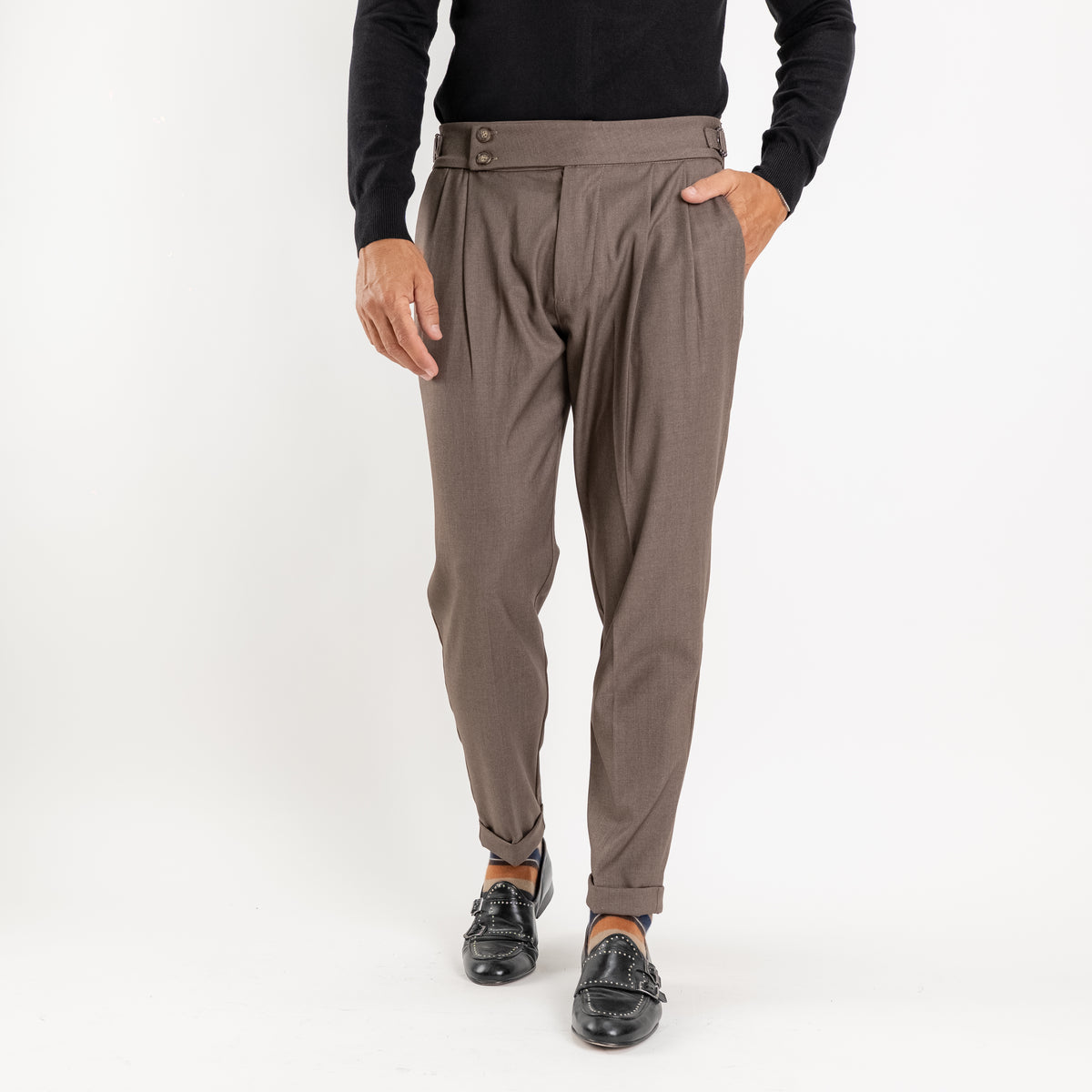 Pantalone con Fibbia laterale - Fango