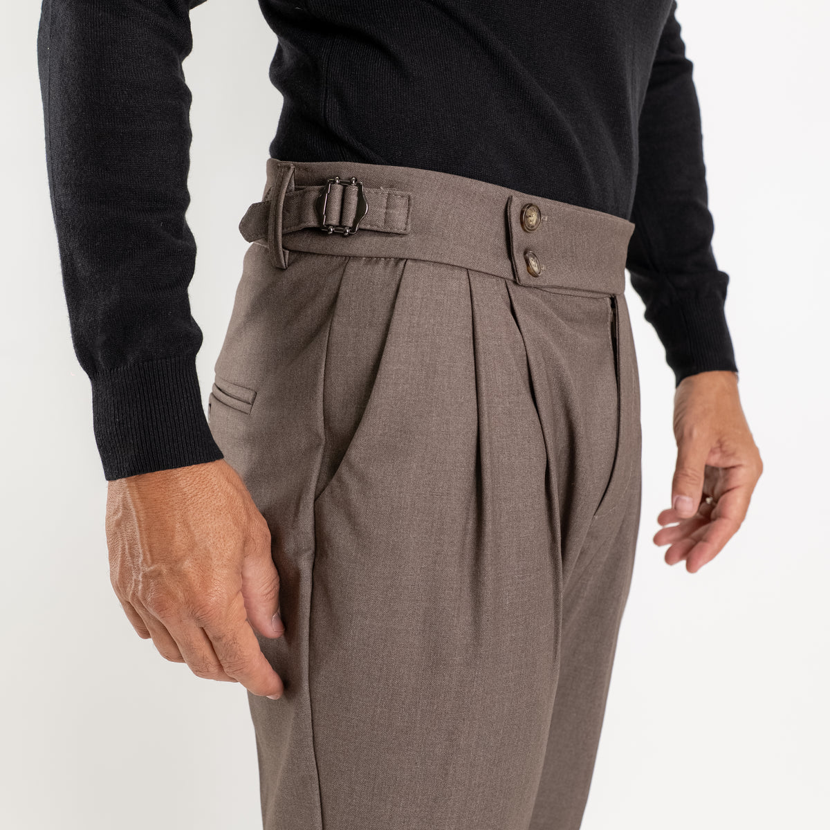 Pantalone con Fibbia laterale - Fango