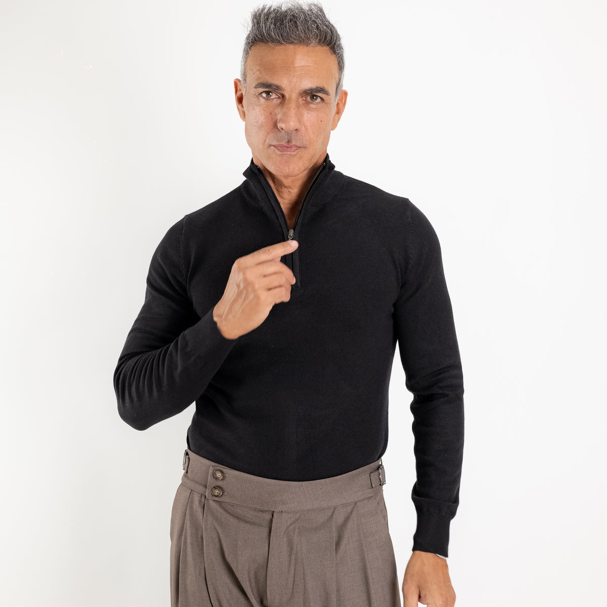 Dolcevita Mezzo Collo con Zip - Nero