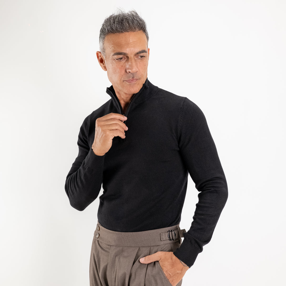 Dolcevita Mezzo Collo con Zip - Nero