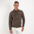 Veste zippée en maille avec poches plaquées - Marron foncé