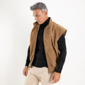 Gilet Oversize in Vera Pelle Crosta con Zip - Cuoio