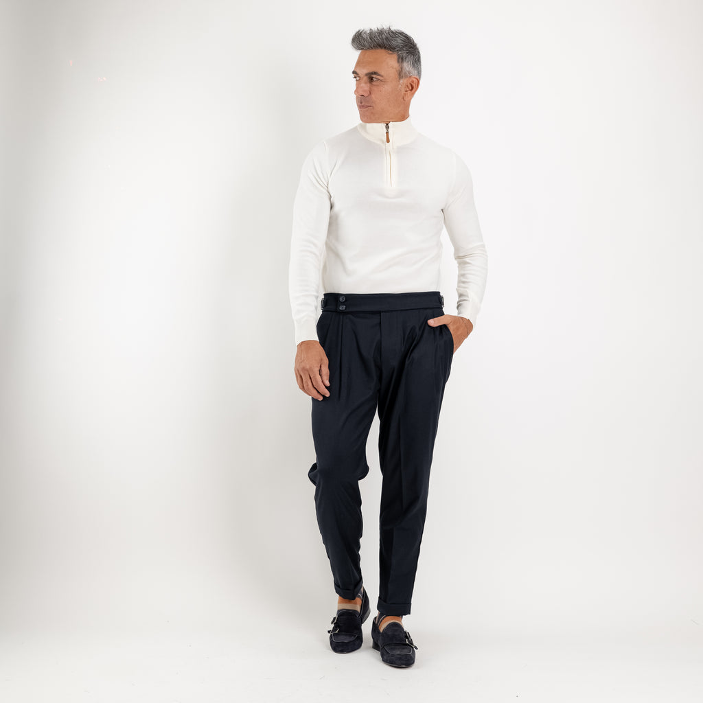 Pull col montant zippé - Crème