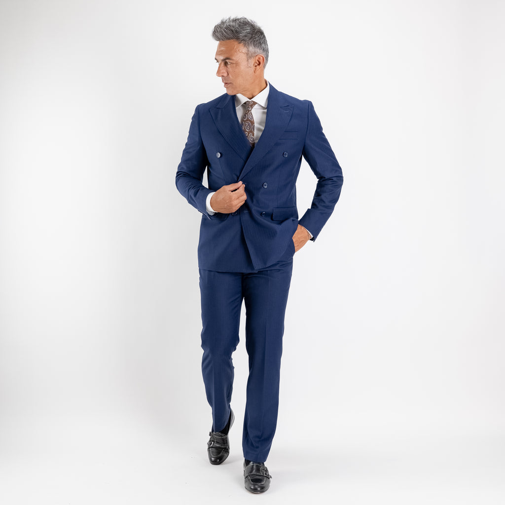 Abito doppiopetto solaro pantalone con molla - Blu