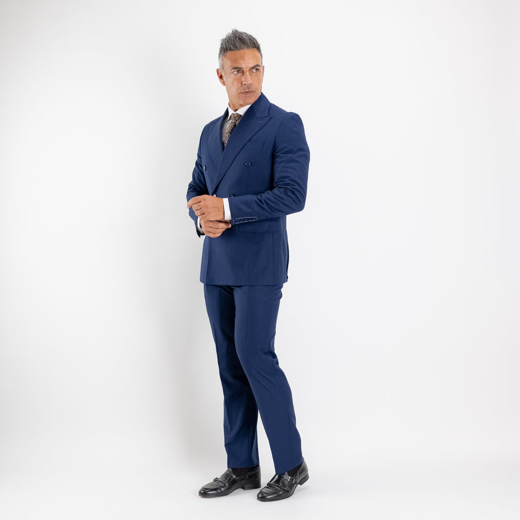 Abito doppiopetto solaro pantalone con molla - Blu