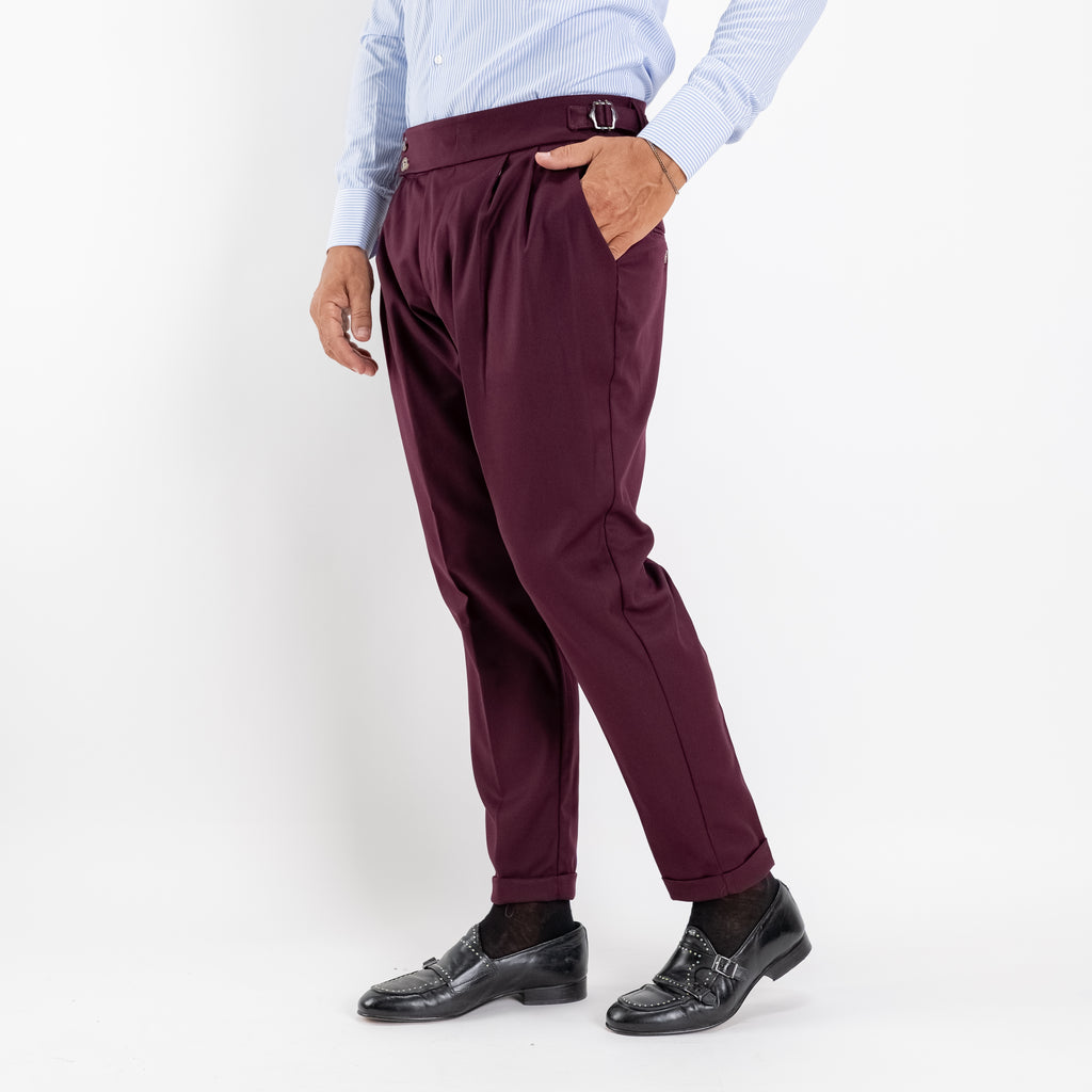 Pantalone con Fibbia laterale - Bordeaux