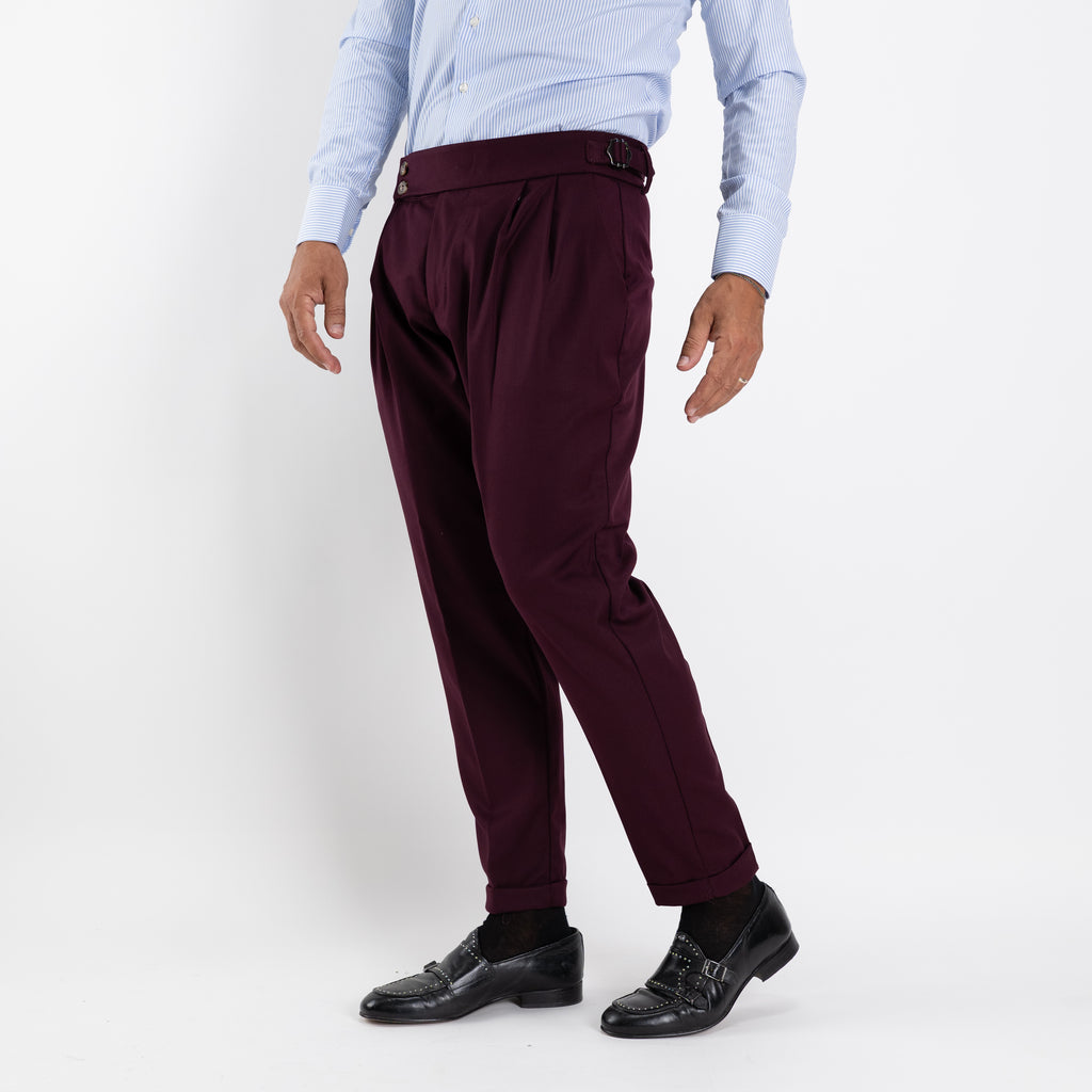 Pantalone con Fibbia laterale - Bordeaux