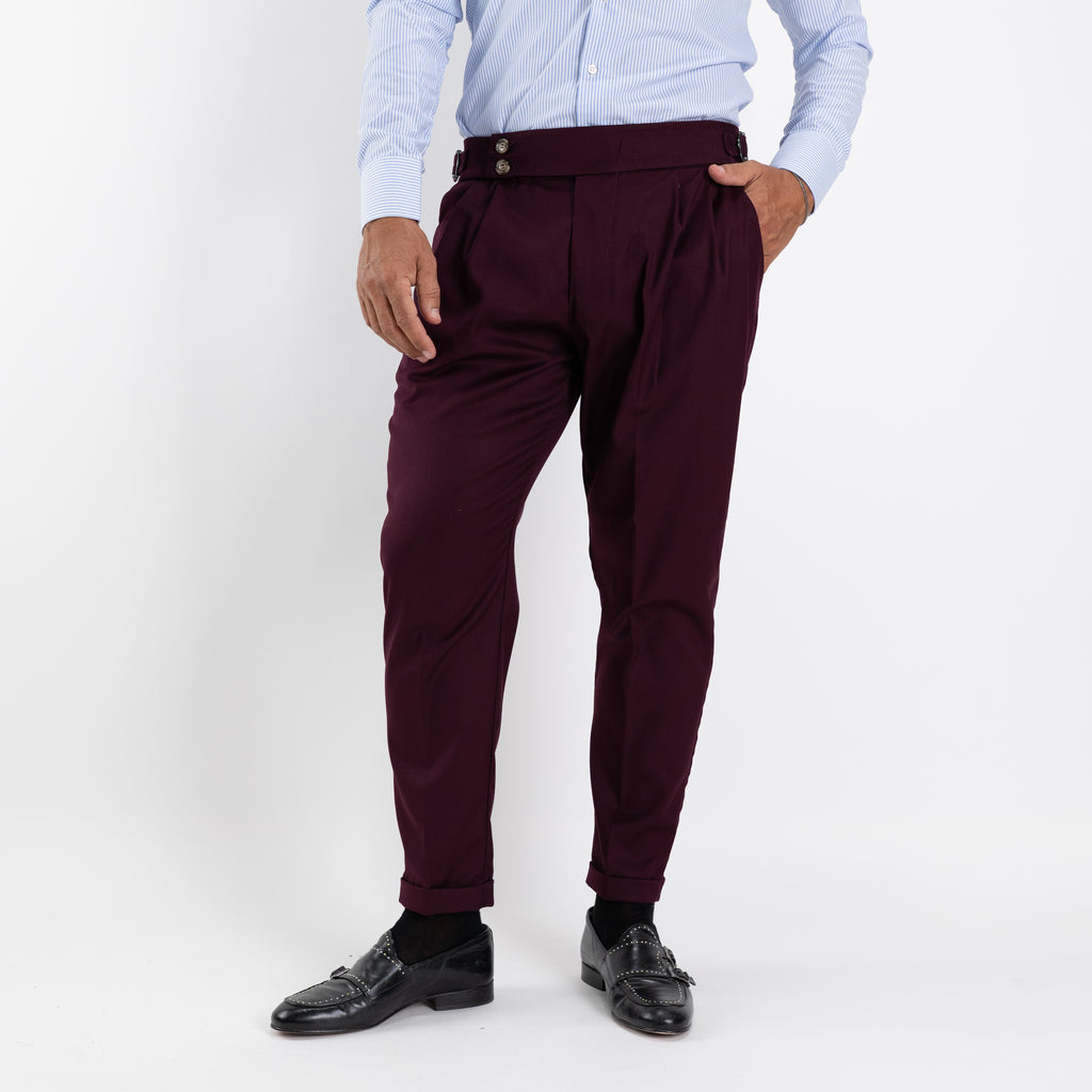 Pantalone con Fibbia laterale - Bordeaux
