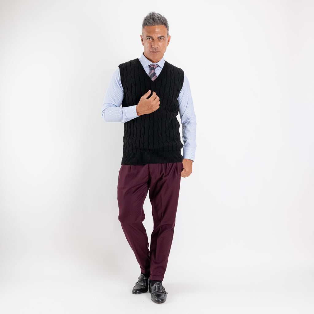 Pantalone con Fibbia laterale - Bordeaux