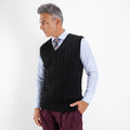 Gilet smanicato in filo maglia - Nero