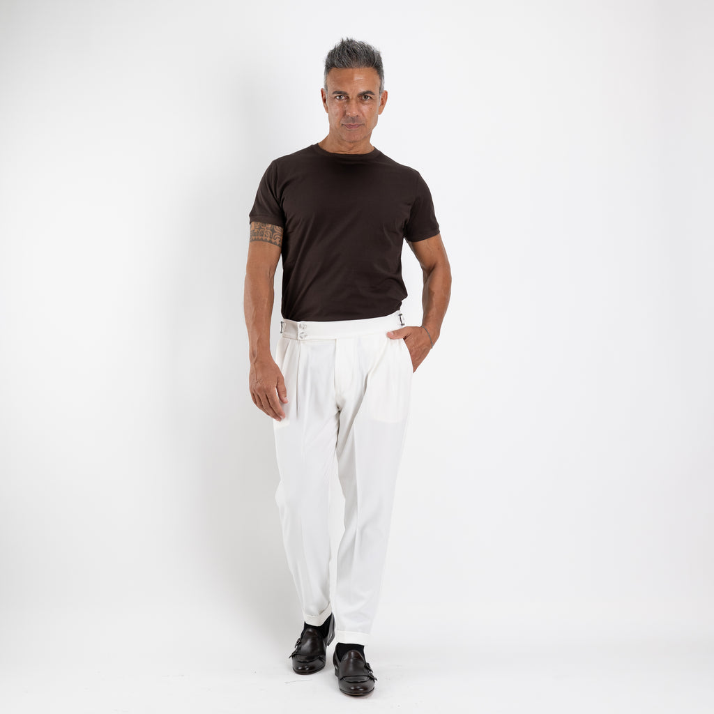 Pantalone con Fibbia laterale - Panna