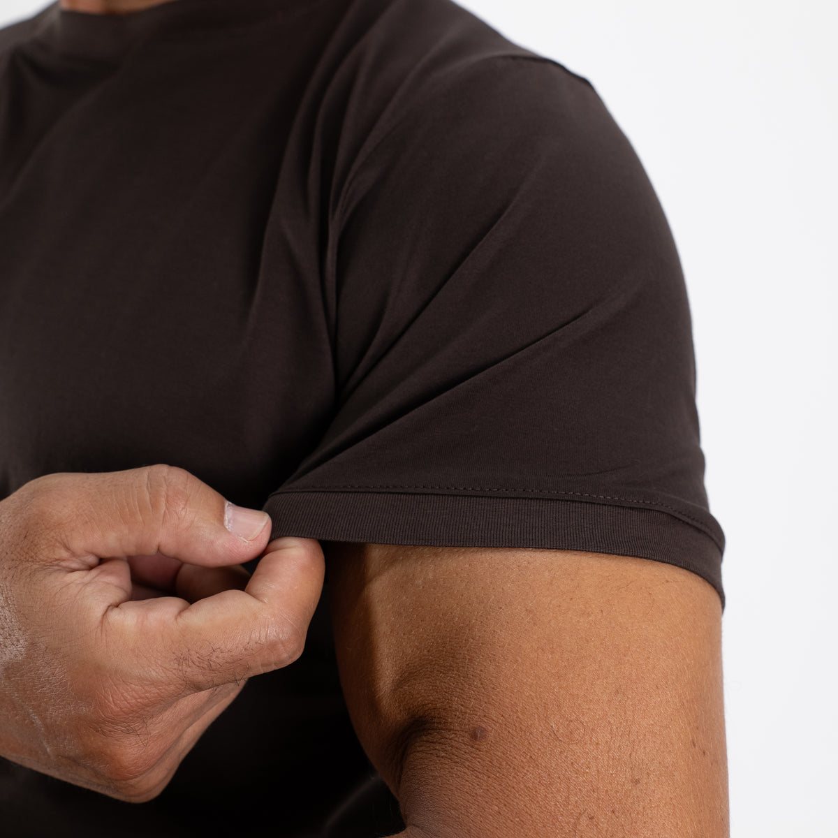 T-shirt in Filo di Scozia 2.0 con bordi a costina - Moro