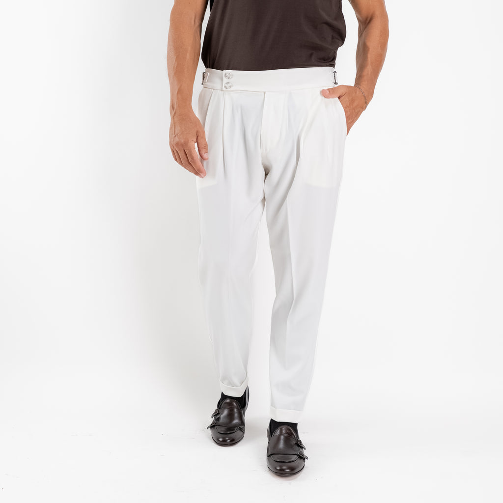 Pantalone con Fibbia laterale - Panna