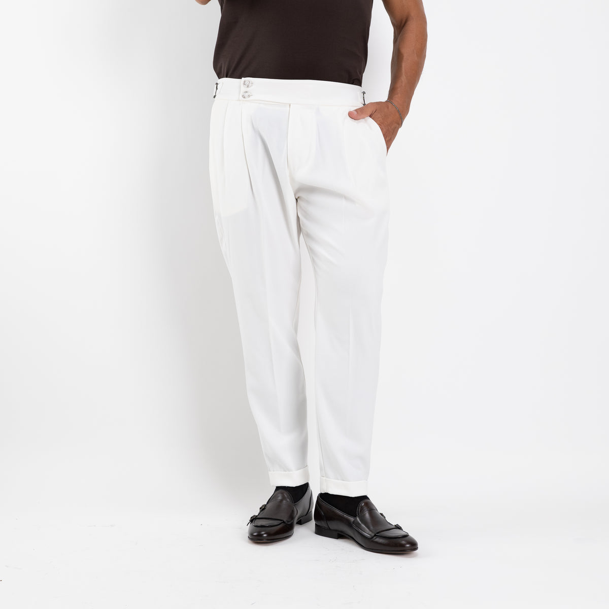 Pantalone con Fibbia laterale - Panna
