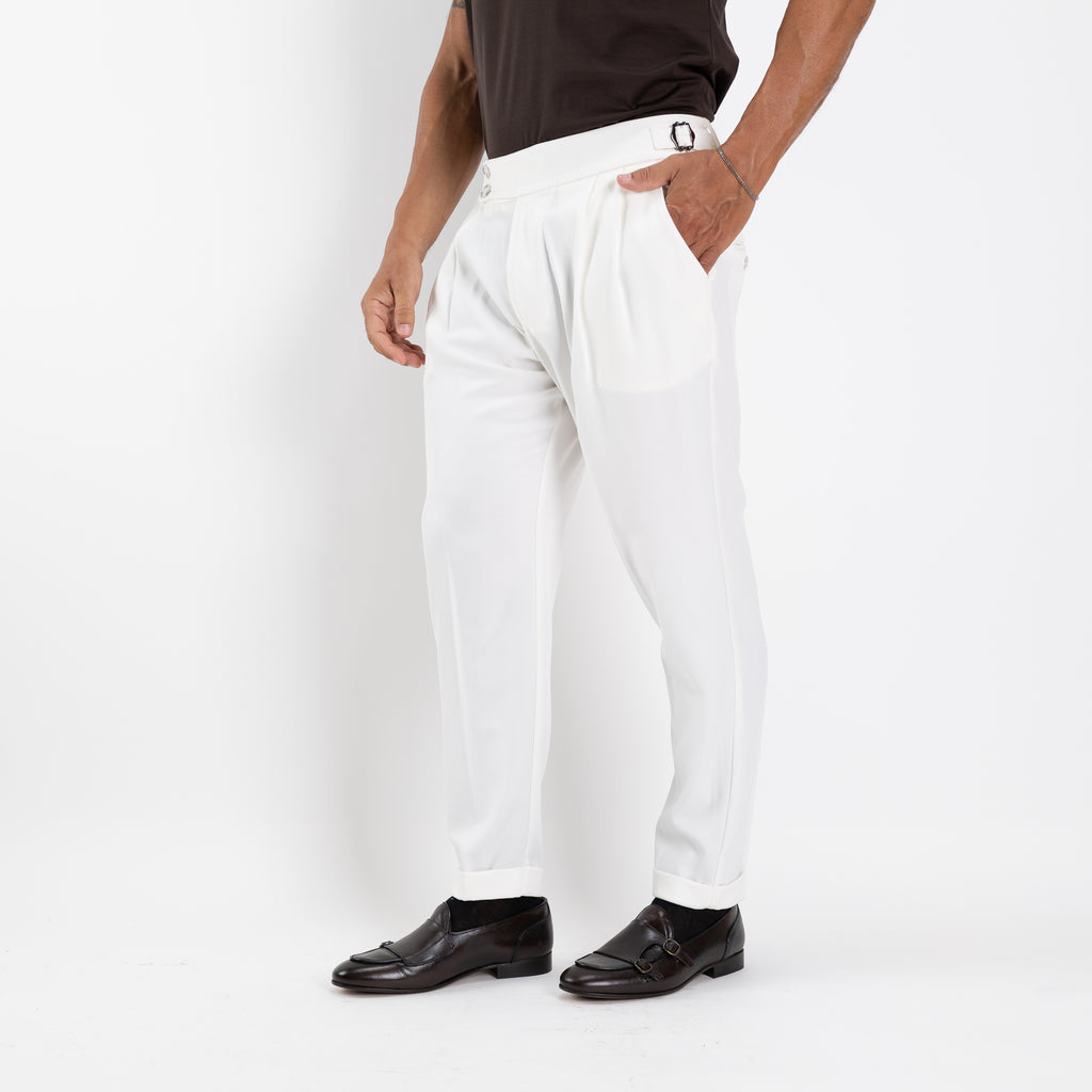 Pantalone con Fibbia laterale - Panna