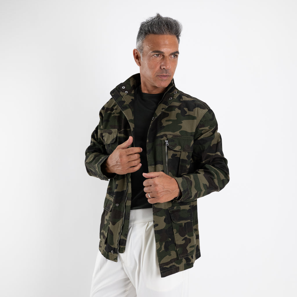 Giubbotto Stile Jacket a Fantasia Mimetica